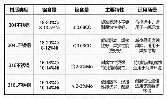 不锈钢304、304L、316和316L有什么区别？哪个好？